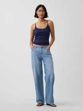 Korte cami met pointelle-patroon