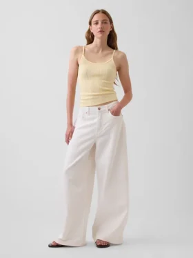 Korte cami met pointelle-patroon