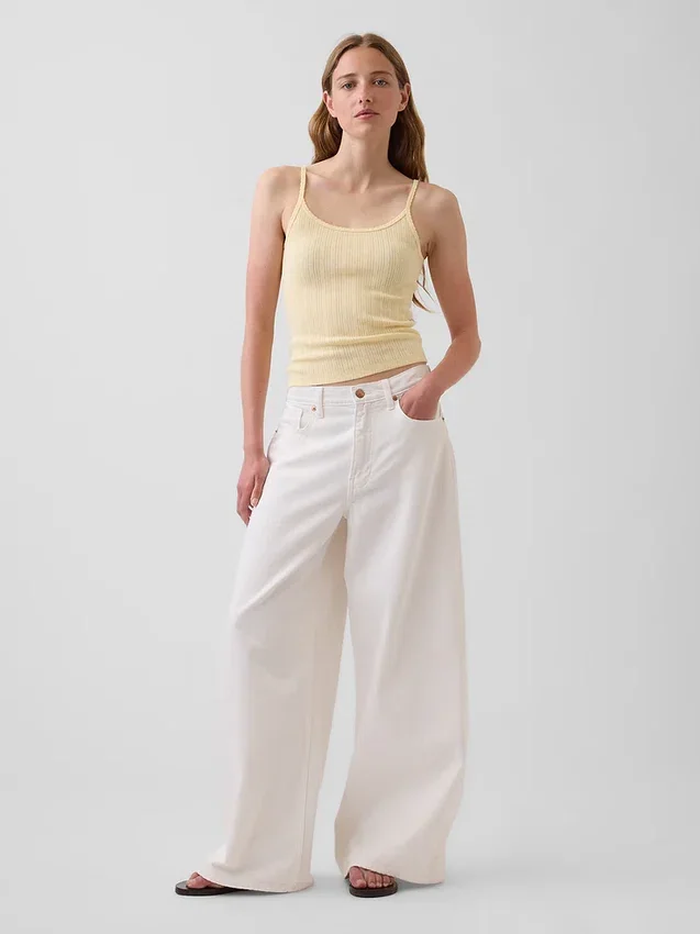 Korte cami met pointelle-patroon