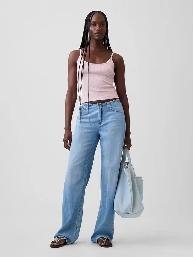 Korte cami met pointelle-patroon