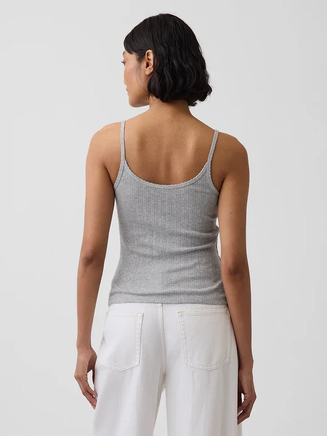 Korte cami met pointelle-patroon
