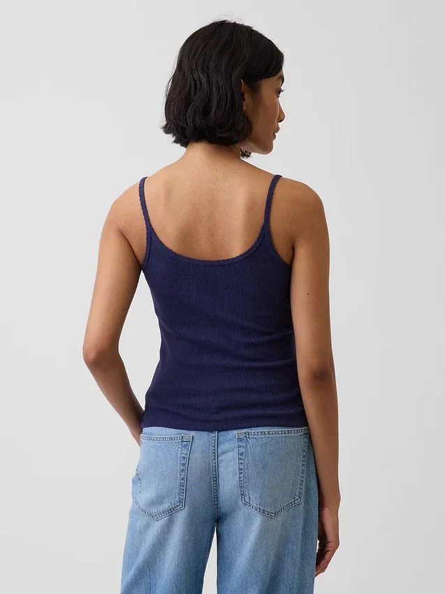 Korte cami met pointelle-patroon