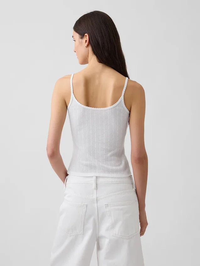 Korte cami met pointelle-patroon