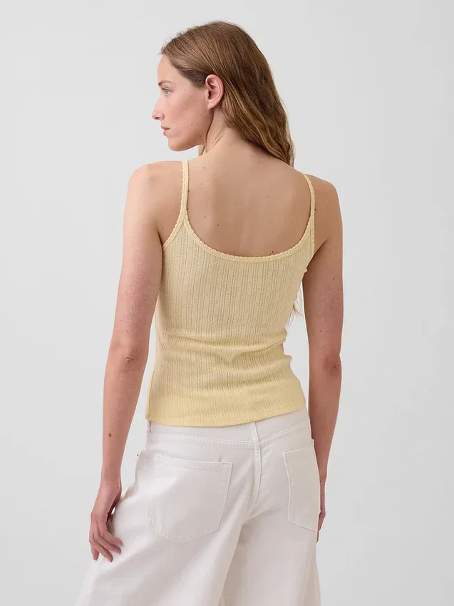 Korte cami met pointelle-patroon