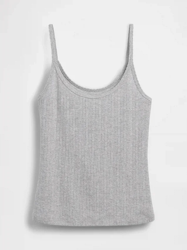 Korte cami met pointelle-patroon