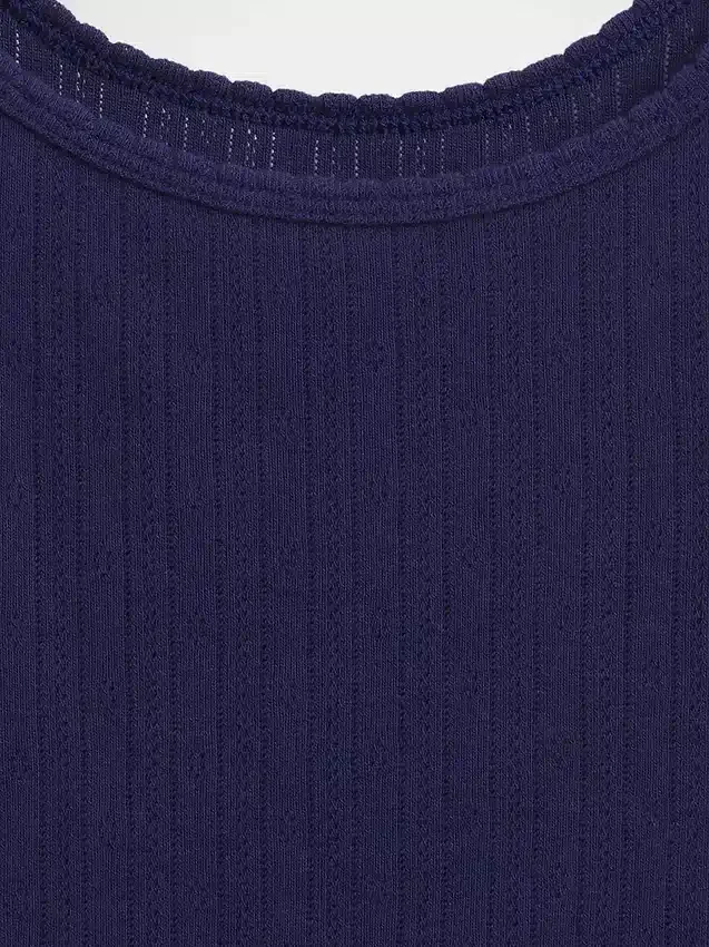 Korte cami met pointelle-patroon