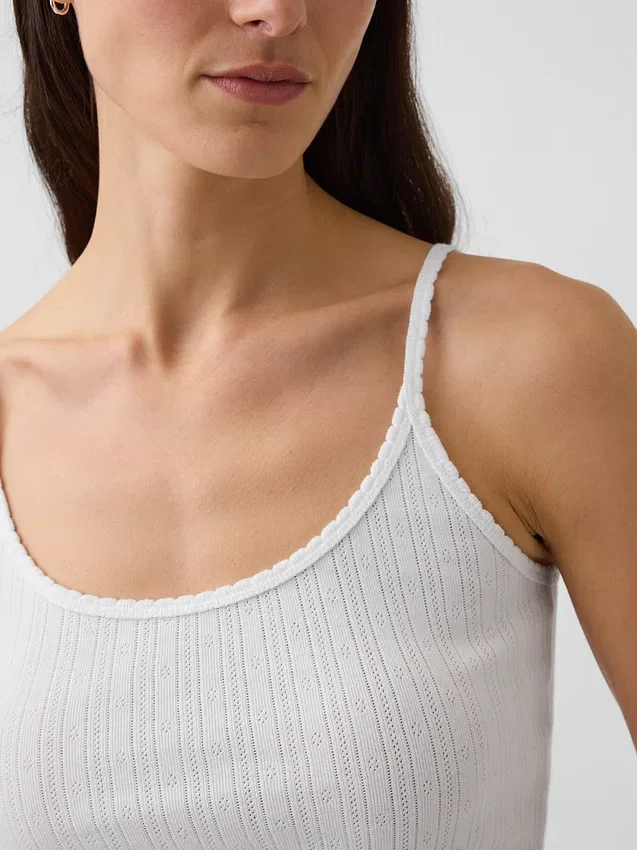 Korte cami met pointelle-patroon