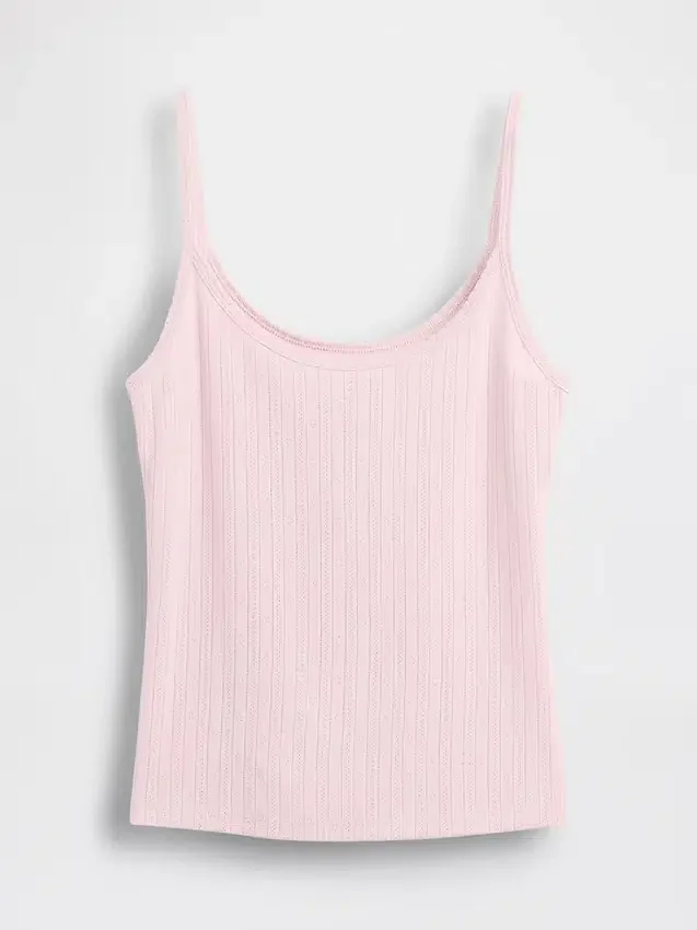 Korte cami met pointelle-patroon