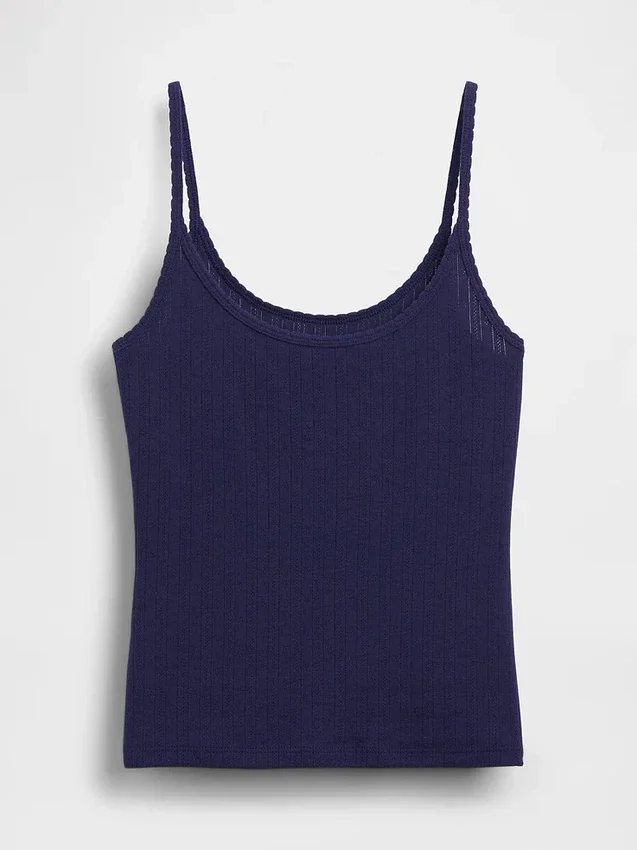 Korte cami met pointelle-patroon