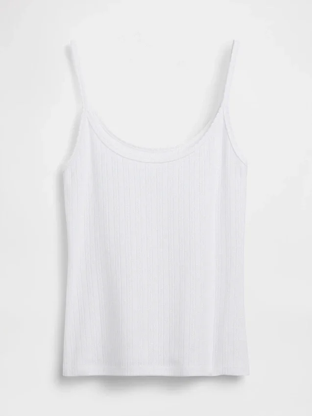 Korte cami met pointelle-patroon