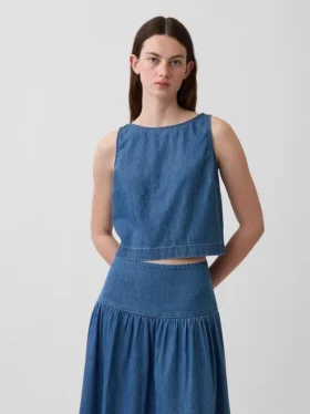 Korte denim tanktop