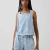 Korte denim tanktop