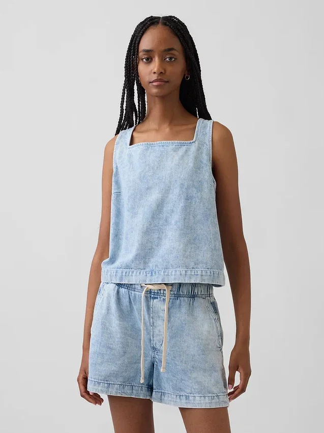 Korte denim tanktop