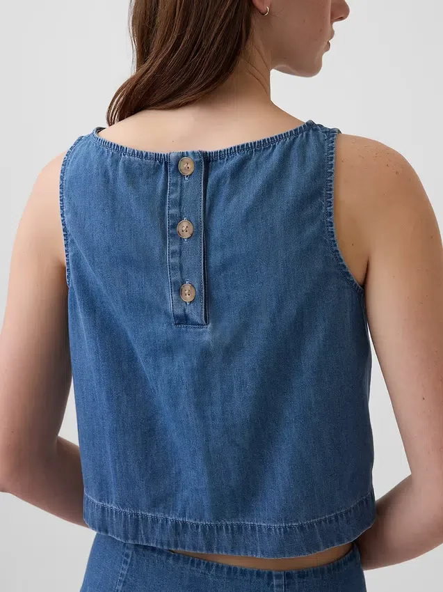 Korte denim tanktop