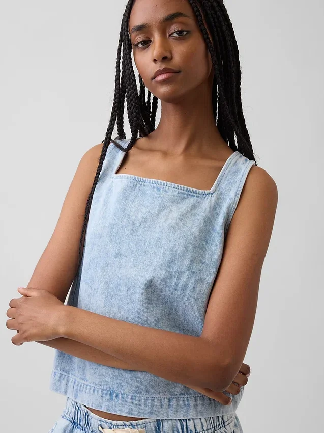Korte denim tanktop