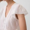 Korte peplumtop van kanten voile