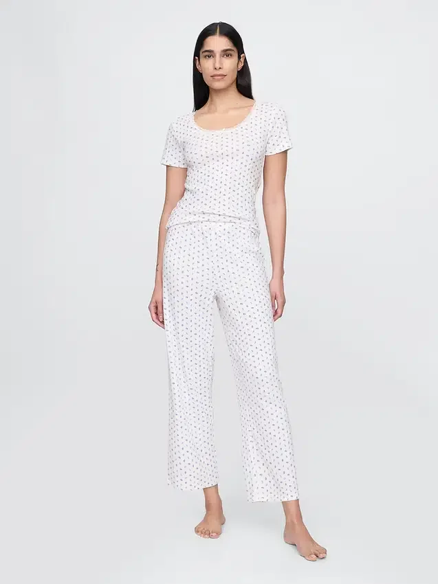 Korte pyjama-broek met pointelle-patroon