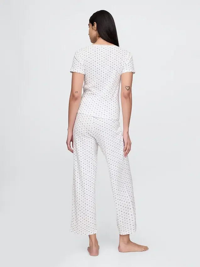 Korte pyjama-broek met pointelle-patroon