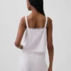 Korte pyjama-tanktop van linnenmix met plooitjes