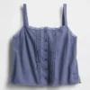 Korte pyjama-tanktop van linnenmix met plooitjes