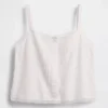 Korte pyjama-tanktop van linnenmix met plooitjes