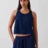 Korte tanktop van katoenen gaasdenim