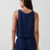 Korte tanktop van katoenen gaasdenim