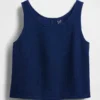 Korte tanktop van katoenen gaasdenim