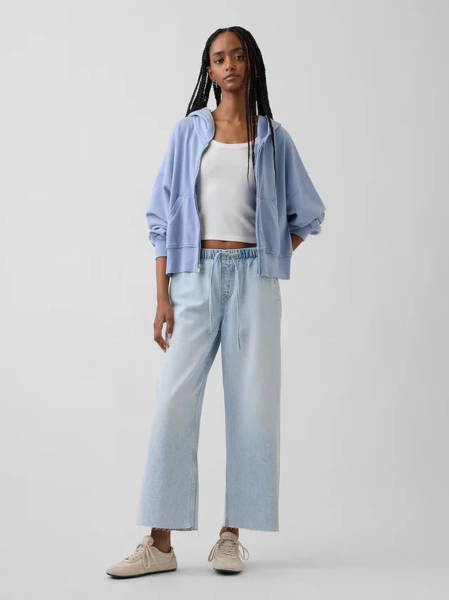 Laag uitgesneden, comfortabele, loszittende cropped Jeans in jaren '90-stijl