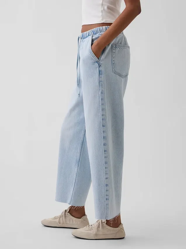 Laag uitgesneden, comfortabele, loszittende cropped Jeans in jaren '90-stijl