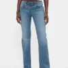 Laag uitgesneden, lange en slanke Jeans met vetersluiting