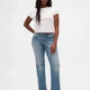 Laag uitgesneden, lange en slanke Jeans met vetersluiting