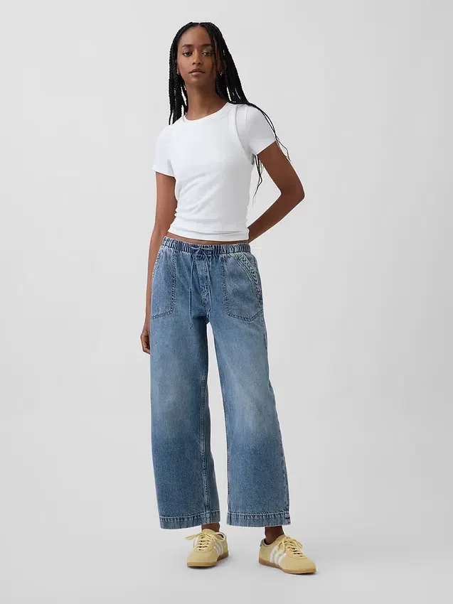 Laag uitgesneden, loszittende '90s Easy Crop-Jeans