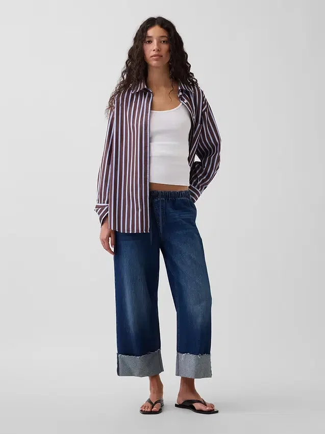 Laag uitgesneden, loszittende '90s Easy Crop-Jeans