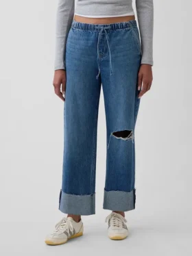 Laag uitgesneden, loszittende ’90s Easy Crop-Jeans