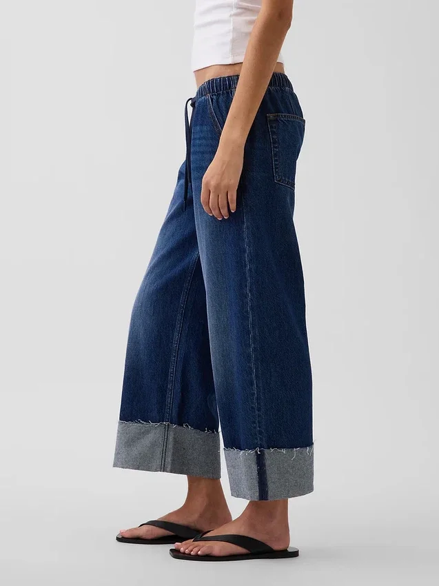 Laag uitgesneden, loszittende '90s Easy Crop-Jeans