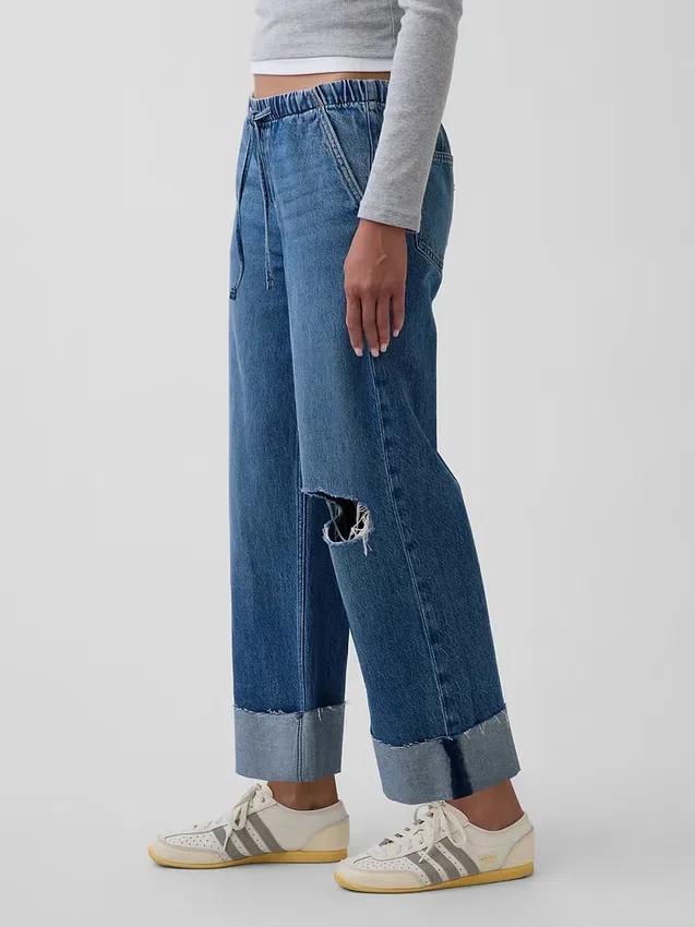 Laag uitgesneden, loszittende '90s Easy Crop-Jeans