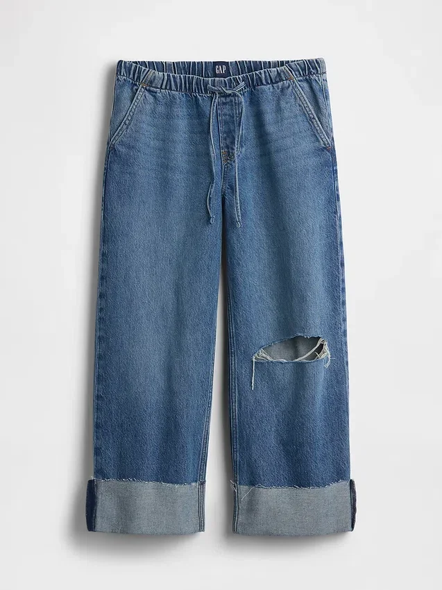 Laag uitgesneden, loszittende '90s Easy Crop-Jeans