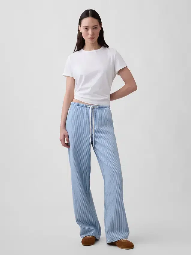 Laag uitgesneden, ultrazachte, comfortabele '90s-stijl loszittende gestreepte Jeans