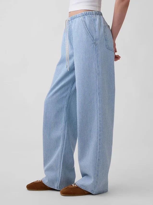 Laag uitgesneden, ultrazachte, comfortabele '90s-stijl loszittende gestreepte Jeans