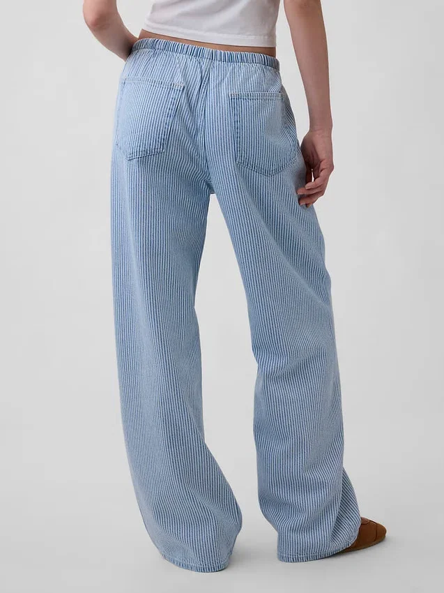 Laag uitgesneden, ultrazachte, comfortabele '90s-stijl loszittende gestreepte Jeans