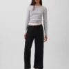 Laag uitgesneden, ultrazachte, loszittende cropped Jeans in jaren '90-stijl
