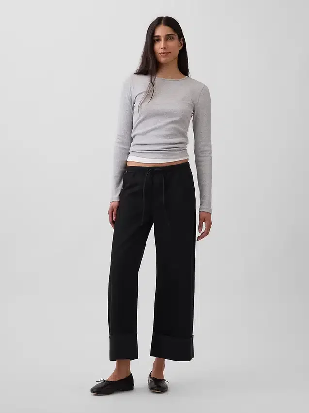 Laag uitgesneden, ultrazachte, loszittende cropped Jeans in jaren '90-stijl