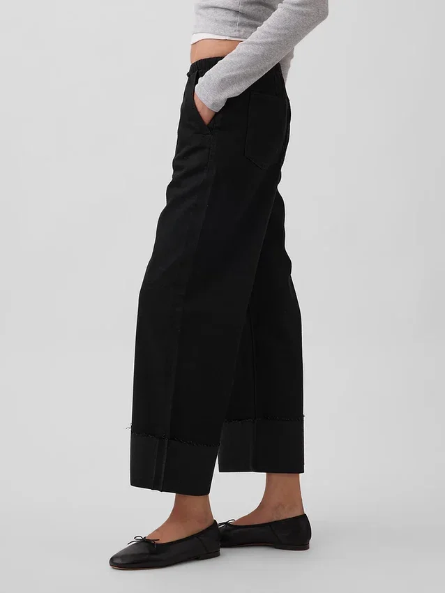 Laag uitgesneden, ultrazachte, loszittende cropped Jeans in jaren '90-stijl