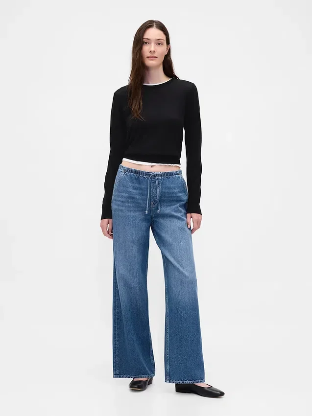 Laag uitgesneden, ultrazachte, loszittende Jeans in jaren '90-stijl