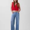 Laag uitgesneden, ultrazachte, loszittende Jeans in jaren '90-stijl