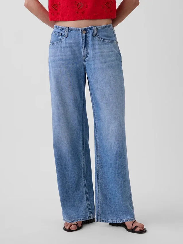 Laag uitgesneden, ultrazachte, loszittende Jeans in jaren '90-stijl