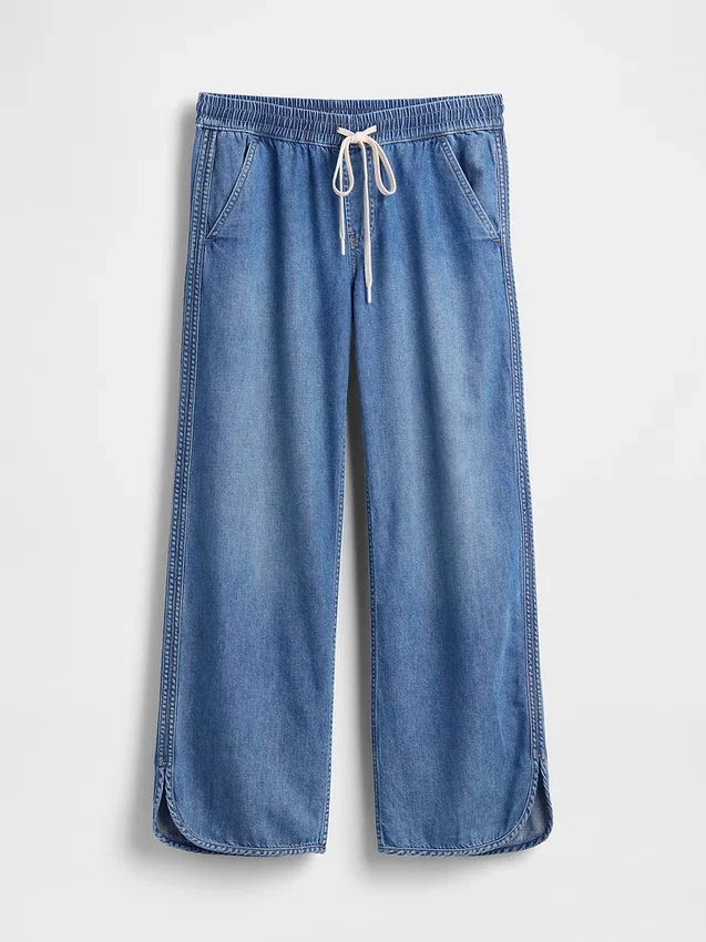 Laag uitgesneden, ultrazachte, loszittende Jeans in jaren '90-stijl met dolfinzoom