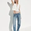 Laaggetailleerde '90s-Jeans met losse, gespleten zoom