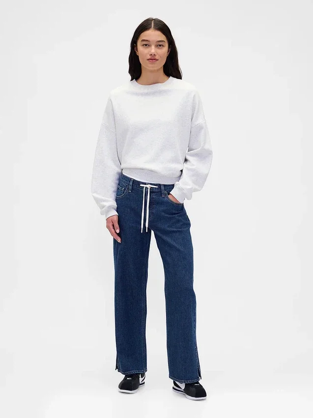 Laaggetailleerde '90s-Jeans met trekkoord en losse pasvorm
